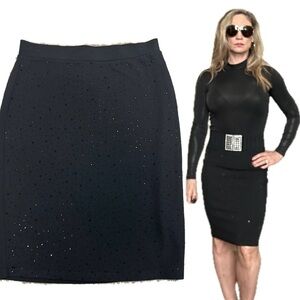 Frank Lyman black crystal rhinestone embellished bodycon pencil mini skirt S